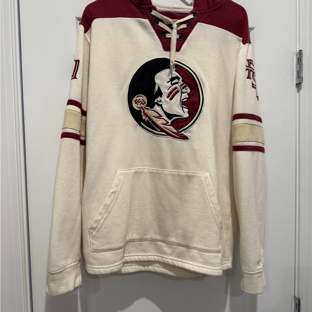 Colosseum Cream and Red Sweatshirt with FSU Logo